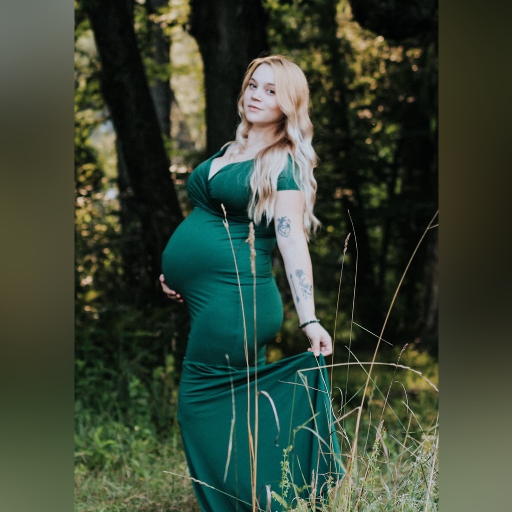 Emerald green maternity dress